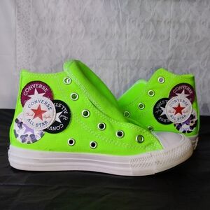 Converse Neon Green Patchwork Kids Sneakers